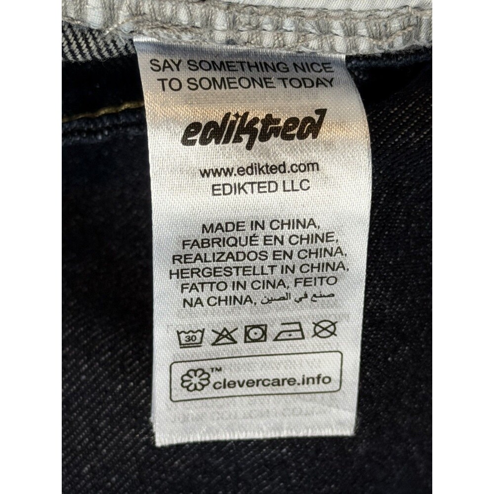Edikted Wide Leg Jeans Womens XS Dark Wash High Rise Baggy Denim Y2K - Picture 7 of 7